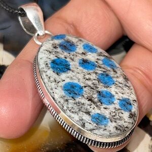 Splotches of K2 Azurite Granite Pendant 2”